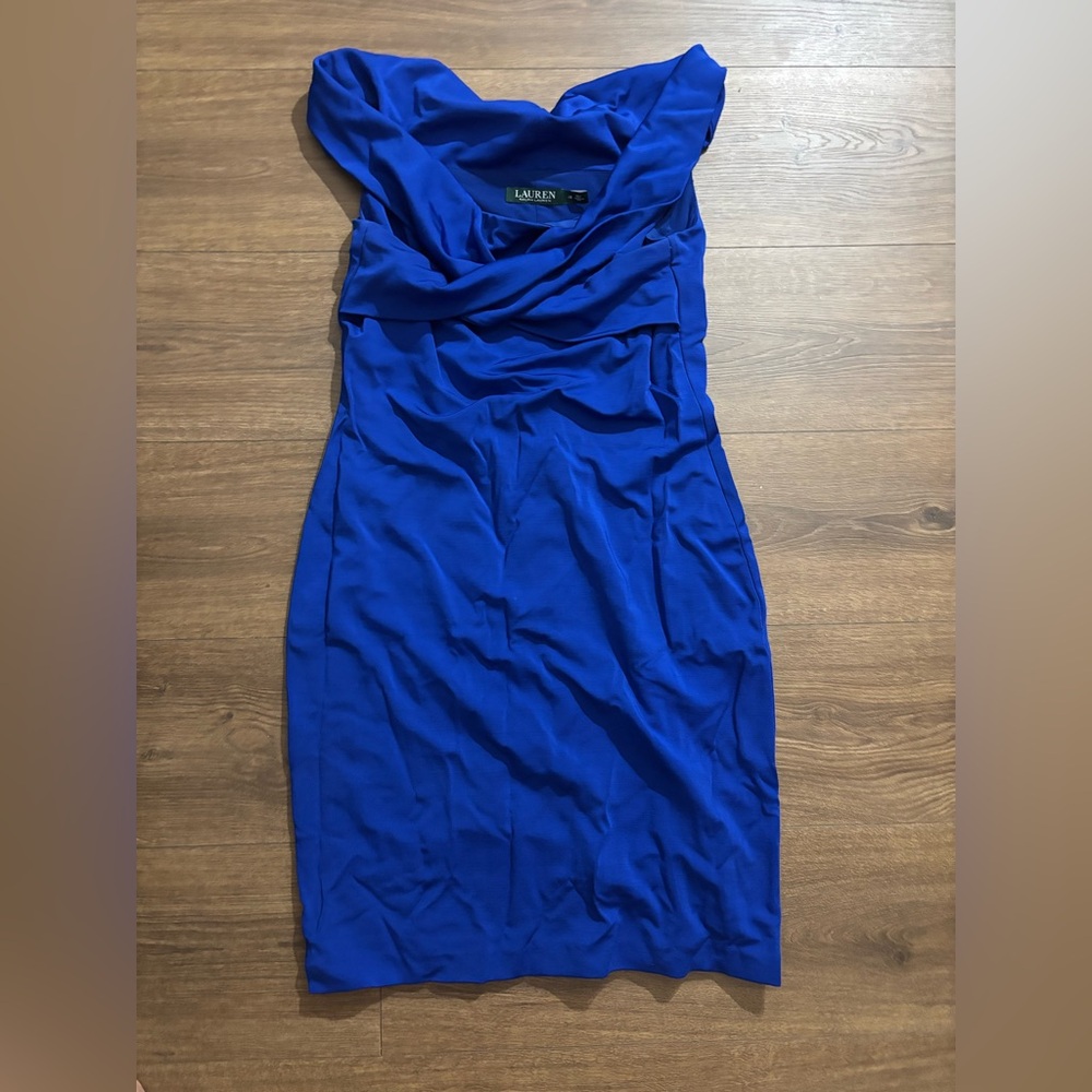 Lauren Ralph Lauren Women's Surplice Sheath Dress, Cobalt, Size 12